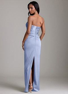 Azazie Sonora Vestidos de damas de honor Vestido de Hielo de Satén Elástico de Corte Recto con Sin tirantes image7