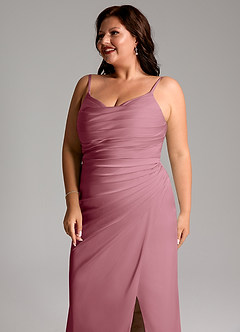 Azazie Deandra Brautjungfernkleider Meerjungfrau-Linie Plissee Stretch-Satin Kleid Vintage Mauve image12