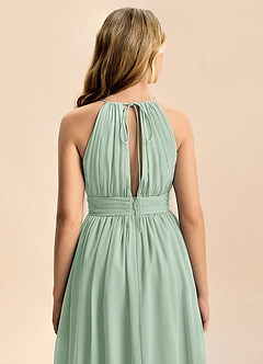 Azazie Noelle Junior Agave A-Line Pleated Chiffon Dress image7