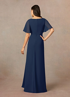 Azazie Rain Abiti per la Madre della Sposa Abito Tubino in Chiffon Perline Marino Scuro image11