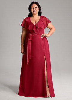 Azazie Lainey Bridesmaid Dresses Scarlet A-Line with Pockets Chiffon Dress image8