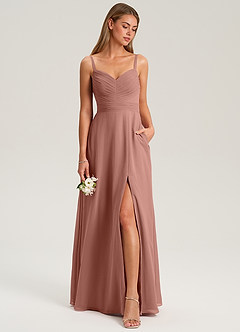 Azazie Terese Bridesmaid Dresses Cedar Rose A-Line Pleated Chiffon Dress image3