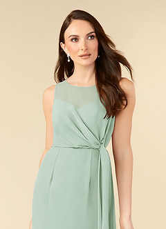Azazie Marchioness Kleider für die Brautmutter A-Linie Schaufel Gefaltet Chiffon Kleid Agave image5