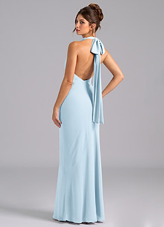 Azazie Velli Bridesmaid Dresses Sky Blue Mermaid Bow Chiffon Dress image7