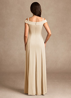 Azazie Ewa Mother of the Bride Dresses Champagne A-Line Off the Shoulder Mesh Dress image8