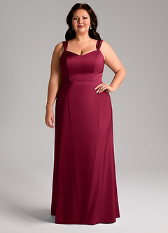 Azazie Denice Bridesmaid Dresses Burgundy Sheath Pleated Stretch Satin Dress image8