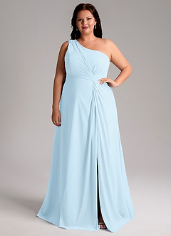 Azazie Brooke Bridesmaid Dresses Sky Blue A-Line One Shoulder Chiffon Dress image8