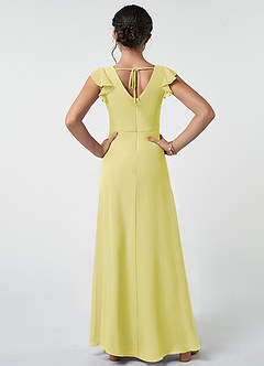 Azazie Claudine Junior Lemon Sorbet A-Line Pleated Chiffon Dress image2