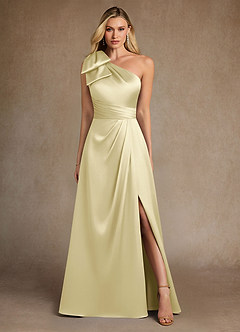 Azazie Easton Kleider für die Brautmutter A-Linie One-Shoulder Stretch-Satin Kleid Zitronensorbet image1