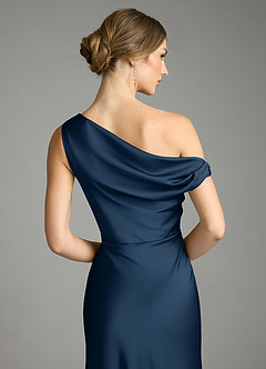 Azazie Emerson Brautjungfernkleider Meerjungfrau-Linie Schulterfrei Stretch-Satin Kleid Dunkelmarine image7