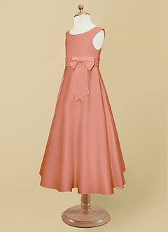 Azazie Lindy Flower Girl Dresses MAI TAI A-Line Pleated Matte Satin Dress image12