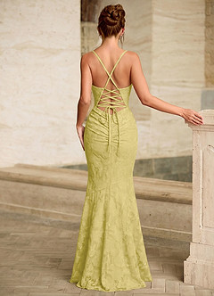 Leahenmo Amarillo Pastel Vestido de fiesta de jacquard con textura floral image2