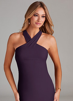 Azazie Doretta Bridesmaid Dresses Plum Mermaid Pleated Chiffon Dress image5