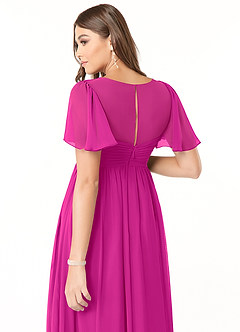 Azazie Verna Maternity Bridesmaid Dresses A-Line V-Neck Ruched Chiffon Floor-Length Dress image6