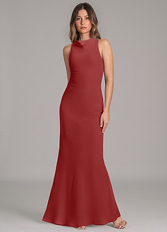 Azazie Allettie Vestidos de madrinha de casamento Vestido Ferrugem de Chiffon de sereia image4