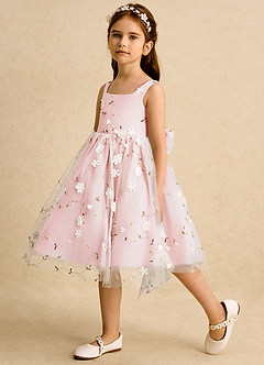 Azazie Bean Abiti da Ragazza di Fiori Abito Principessa in Tulle Senza Maniche Rosa Rossore image5