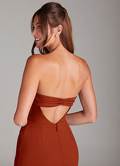 Azazie Leonis Bridesmaid Dresses Rust Sheath Strapless Stretch Crepe Convertible Dress image5