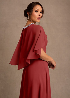 Azazie Winnifred 신부의 어머니 드레스 A라인 구슬 쉬폰 플로어 길이 드레스 image5