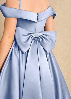 Azazie Favia Flower Girl Dresses Ice A-Line Off the Shoulder Matte Satin Dress image7