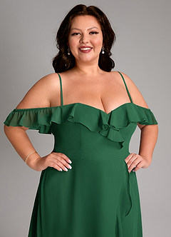 Azazie Lyra Bridesmaid Dresses Dark Green A-Line Chiffon Convertible Dress image17