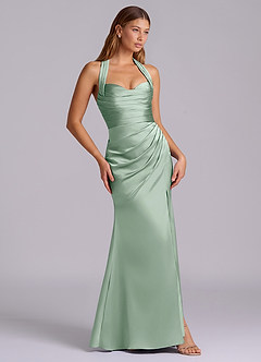Azazie Destiny Bridesmaid Dresses Agave Mermaid Sweetheart Neckline Stretch Satin Dress image3