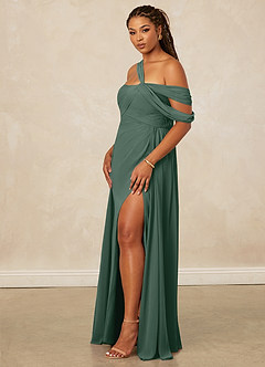 Christian Siriano Bridal for Azazie 1014 Bridesmaid Dresses Sea Moss A-Line Off the Shoulder Chiffon Dress image14