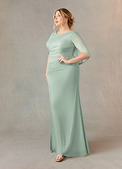 Azazie Belladonna Mother of the Bride Dresses Agave Mermaid Scoop Pleated Mesh Dress image8