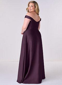 Barbie ♥ Azazie Bridesmaid Dresses Plum A-Line Off the Shoulder Stretch Satin Convertible Dress image8