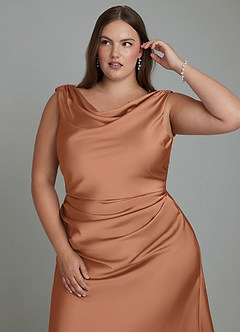 Azazie Kieryn Bridesmaid Dresses Bronzer Mermaid Pleated Stretch Satin Dress image10