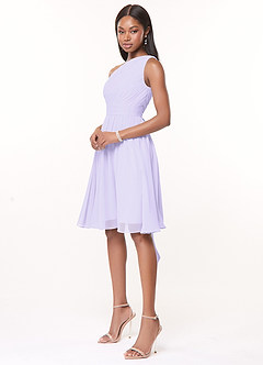 Azazie Katrina Bridesmaid Dresses Lilac A-Line One Shoulder Chiffon Dress image3