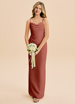 Azazie Mai Junior Auburn Sheath Pleated Chiffon Dress image4