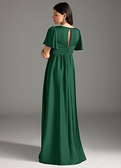 Azazie Verna Robes de demoiselle d'honneur de maternité Robe Trapèze Rayé Longueur ras du sol Satin extensible image2