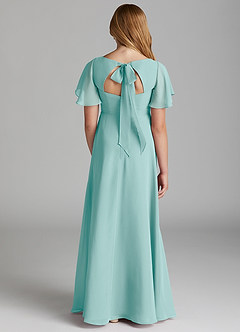 Azazie Kimber Junior Aqua A-Line Pleated Chiffon Dress image2