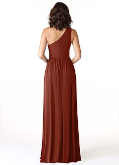 Azazie Jasna Bridesmaid Dresses Terracotta A-Line One Shoulder Luxe Knit Dress image2