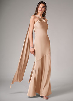 Azazie Kinsley Bridesmaid Dresses English Rose Mermaid Side Slit Stretch Satin Dress image3