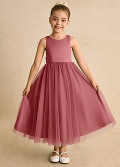 Azazie Solia Abiti da Ragazza di Fiori Abito Principessa in Tulle Fiocco Rosa Antica image2