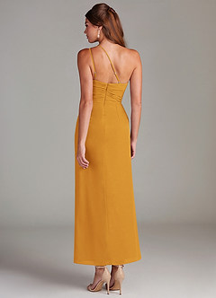 Azazie Eren 신부 들러리 드레스 인어 한쪽 어깨 쉬폰 발목 길이 드레스 image7