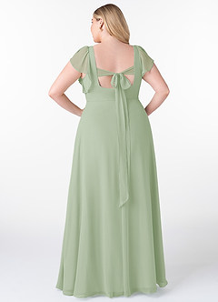 Azazie Syenna Robes de demoiselle d'honneur Robe Trapèze en Mousseline de soie Rayé Vert Sauge image7