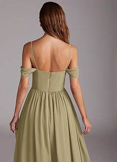 Azazie Calianna Jurken voor bruidsmeisjes Converteerbaar Jurk van Chiffon met A-Lijn Off the Shoulder Mosgroen image9