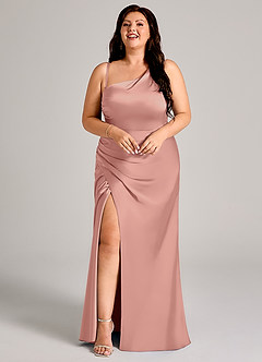 Azazie Madelyn Bridesmaid Dresses Rosette Mermaid One Shoulder Stretch Satin Convertible Dress image15