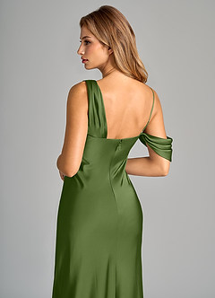 Azazie Celina Brautjungfernkleider Etui Schulterfrei Stretch-Satin Kleid Wacholder image8