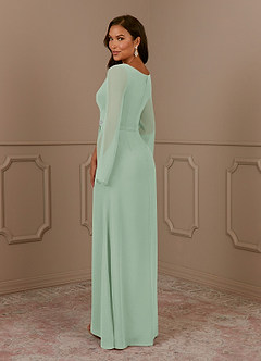 Azazie Belinda Mother of the Bride Dresses Agave A-Line V-Neck Pleated Chiffon Dress image4