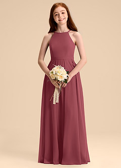 Azazie Arianthe Junior Merlot A-Line Pleated Chiffon Dress image7