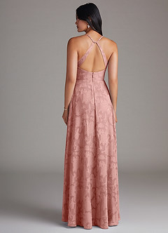 Azazie Davis Bridesmaid Dresses Rosette A-Line Pleated Floral Burnout Dress image2