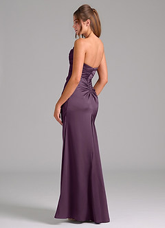 Azazie Lucille Bridesmaid Dresses Plum Mermaid Strapless Stretch Satin Convertible Dress image4