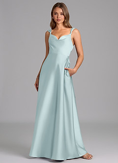 Azazie Beatrice 신부 들러리 드레스 A라인 스윗하트 네크라인 스트레치 새틴 바닥 길이 드레스 image4