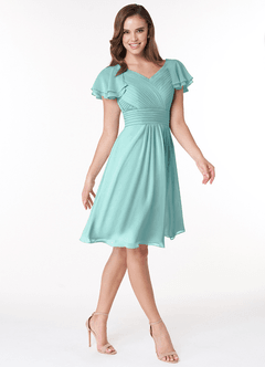 Azazie Hadley Final Sale A-Line Pleated Chiffon Knee-Length Dress image5