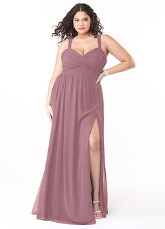 Azazie Aziza Bridesmaid Dresses Vintage Mauve A-Line V-Neck Pleated Chiffon Dress image7