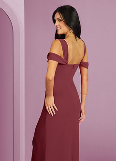 Barbie ♥ Azazie Vestidos de damas de honor Vestido de Merlot de Gasa de Corte en A con Vestidos sin tirantes image2