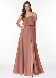 Azazie Lupe Bridesmaid Dresses Cedar Rose A-Line Scoop Blouson Chiffon Dress image1